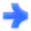 Blue right-pointing arrow icon with a glowing effect.