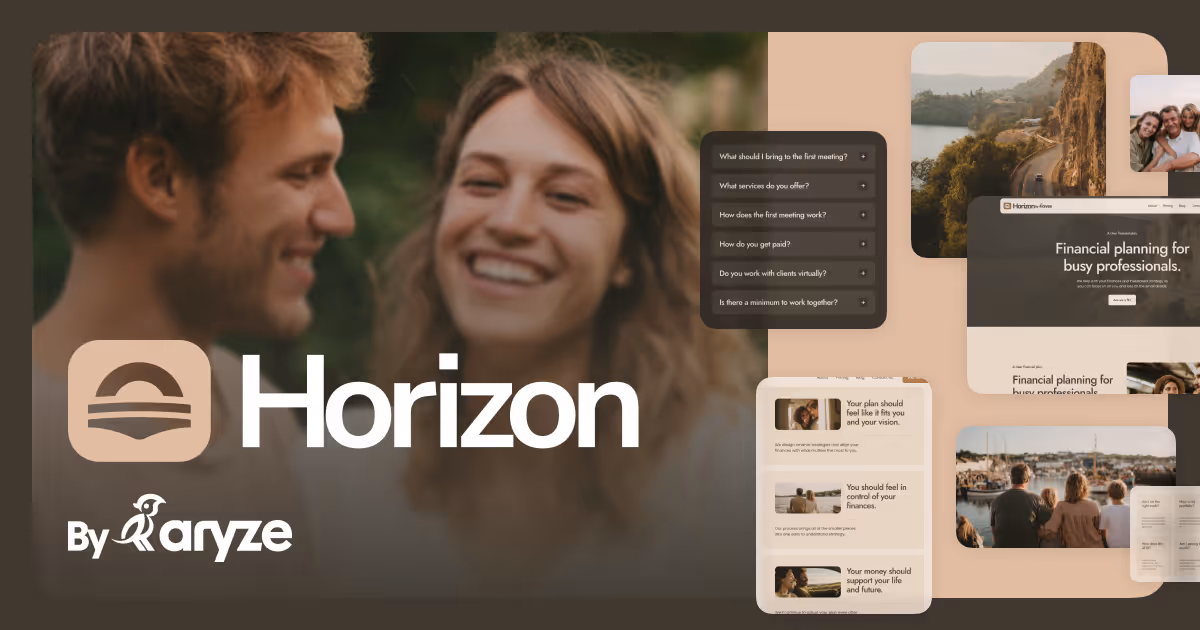 Aryze Horizon graphic of the contents of the website model.