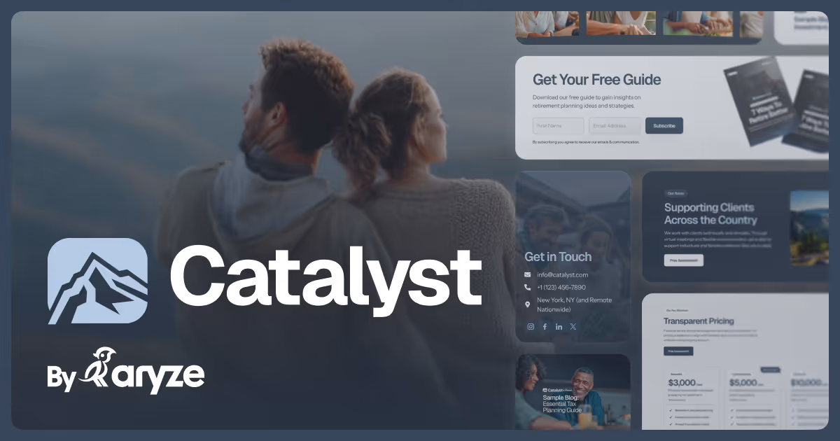 Aryze Catalyst graphic of the contents of the website model.