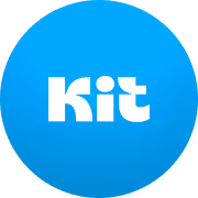 Kit logo in white text inside a blue circle.