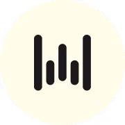 Black vertical bars of varying heights arranged symmetrically on a light circular background.
