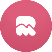 White stylized R and M letters combined inside a pink circular background.