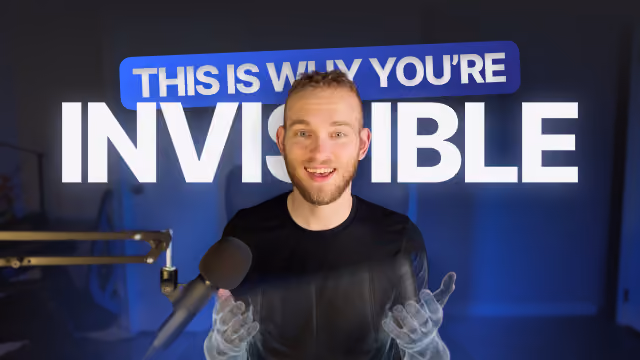 Smiling man with transparent hands in front of text saying 'This is why you're invisible.'