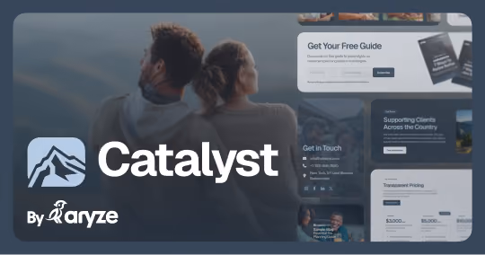 Couple looking at screens showing financial guides and transparent pricing from Catalyst by Aryze.