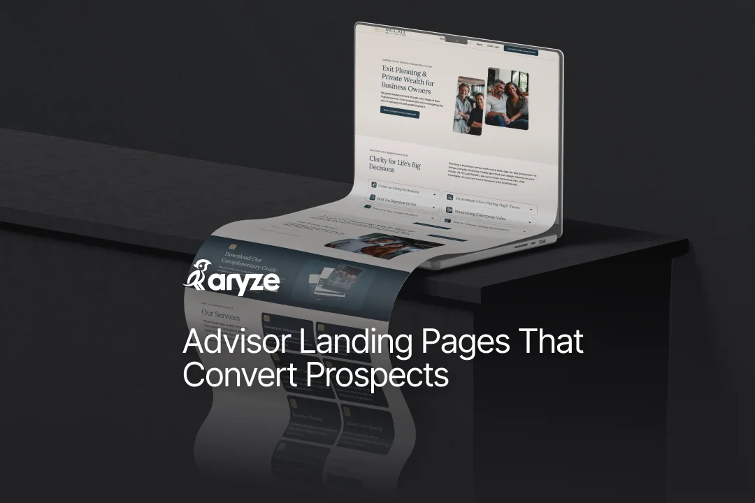 Graphic of a macbook with a landing page open