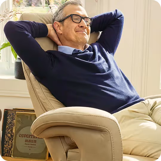 Man sitzt komfortable in Sessel