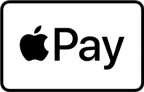 Apple Pay logo in black inside a rounded rectangle border.