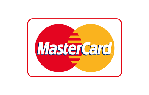 MasterCard logo with overlapping red and yellow circles and white text.