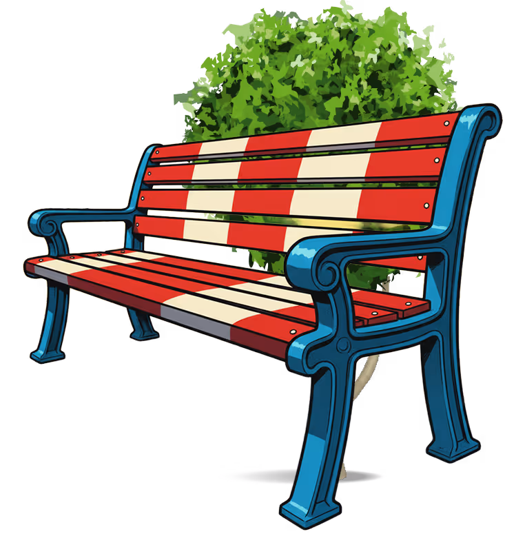 Sitzbank mit Baum im Hintergrund - Illustration