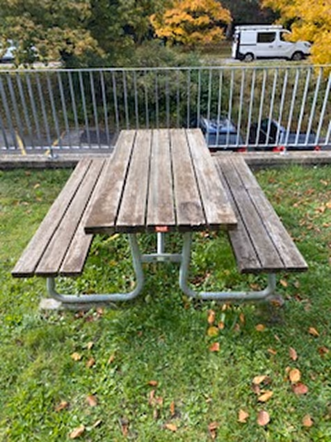 Tisch mit 2 Sitzbänken aus Holz alt