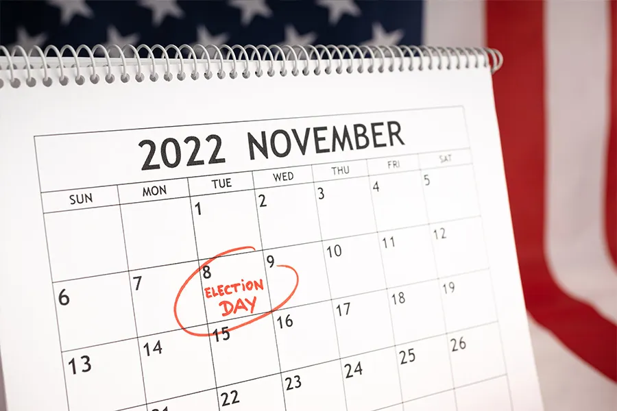 Election Day circled on November 2022 calendar.