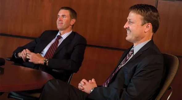Jeff Broin and Jeff Lautt in an office