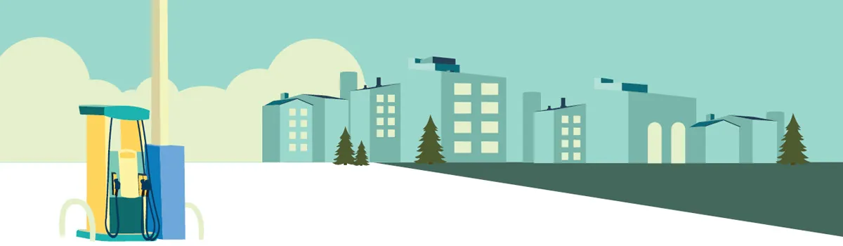 Illustration of a gas pump in a city