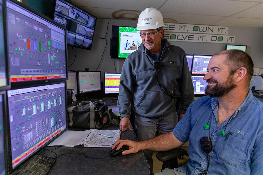 David Wood reviews data with PRC team member