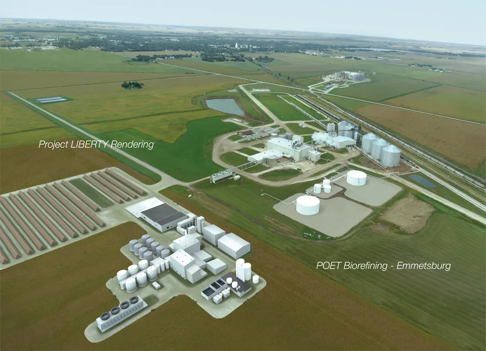 Aerial view of an ethanol biorefinery plant