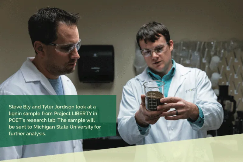 Steve and Tyler look at a lignin sample