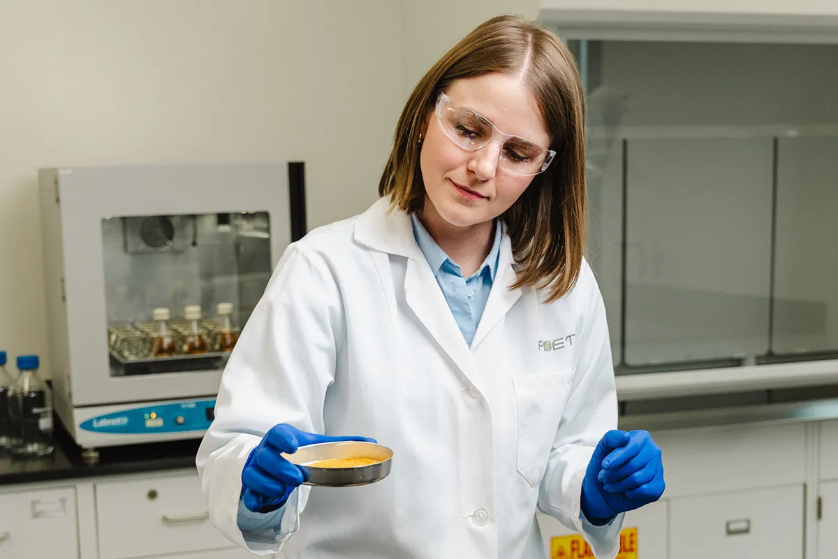 A woman working in a lab