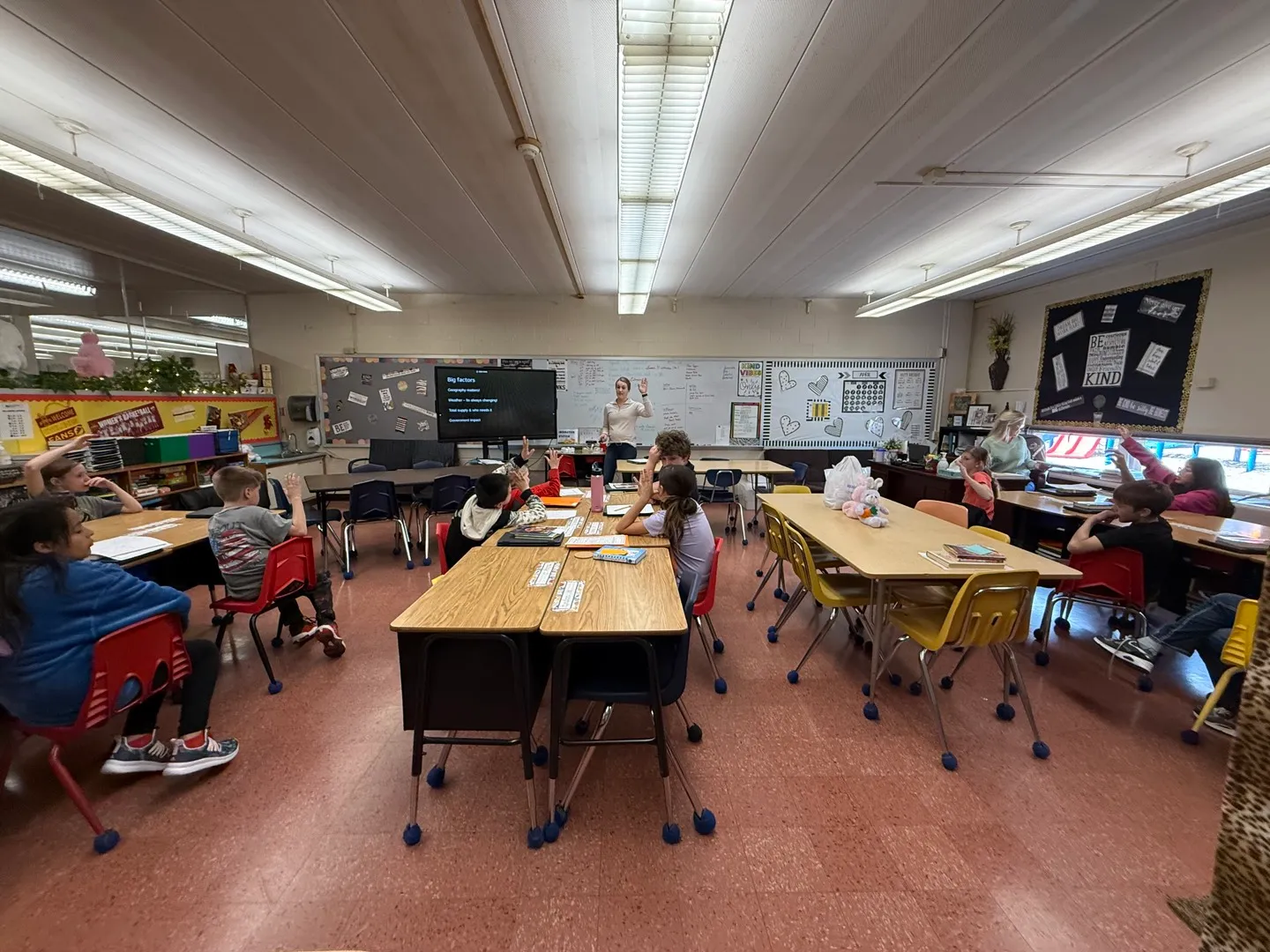 A teacher and students in the classroom 