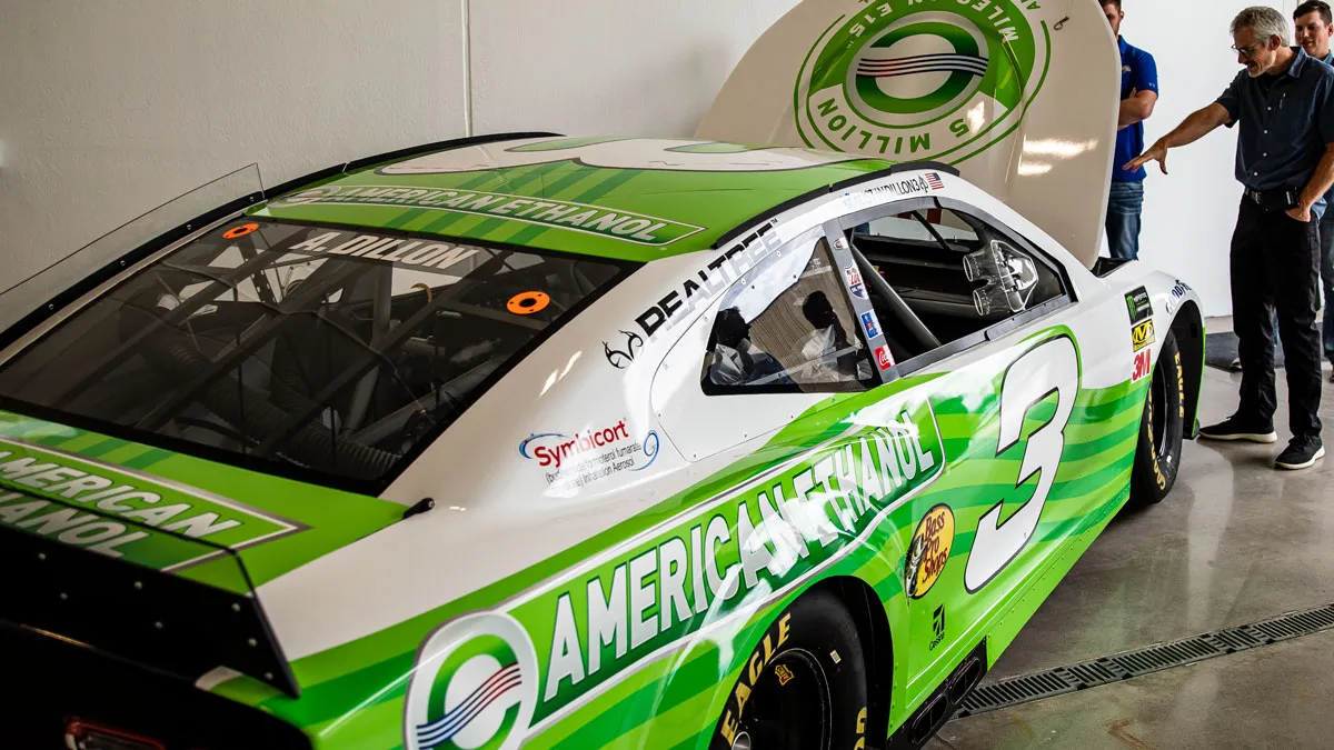 Green American Ethanol race car, #3.