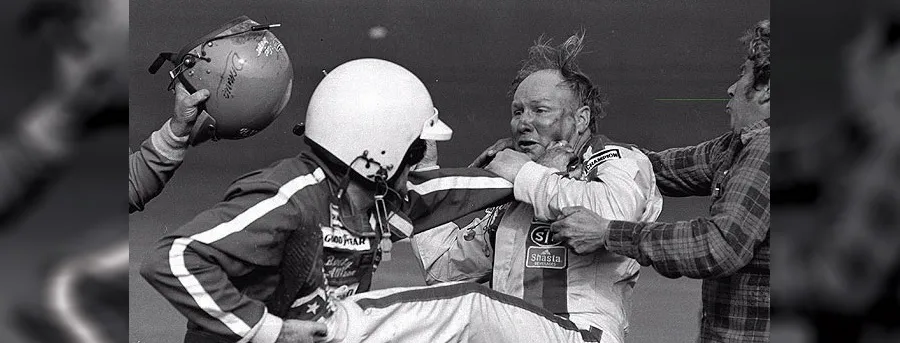 Cale Yarborough and Donnie Allison in the infamous fight at Daytona