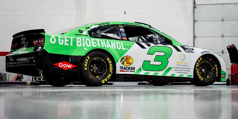 A green race car