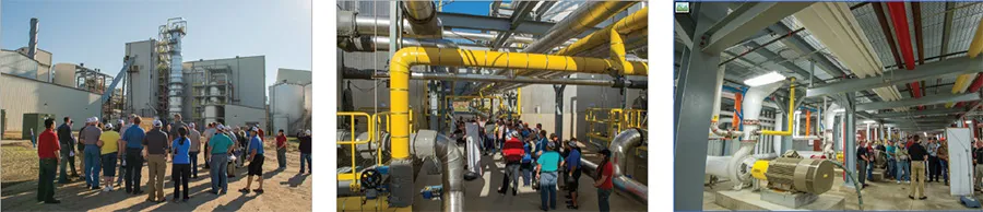 Tour group at an industrial plant.