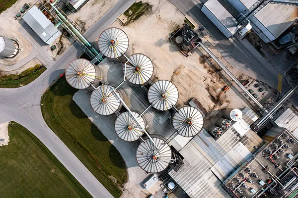 Aerial view of the factory