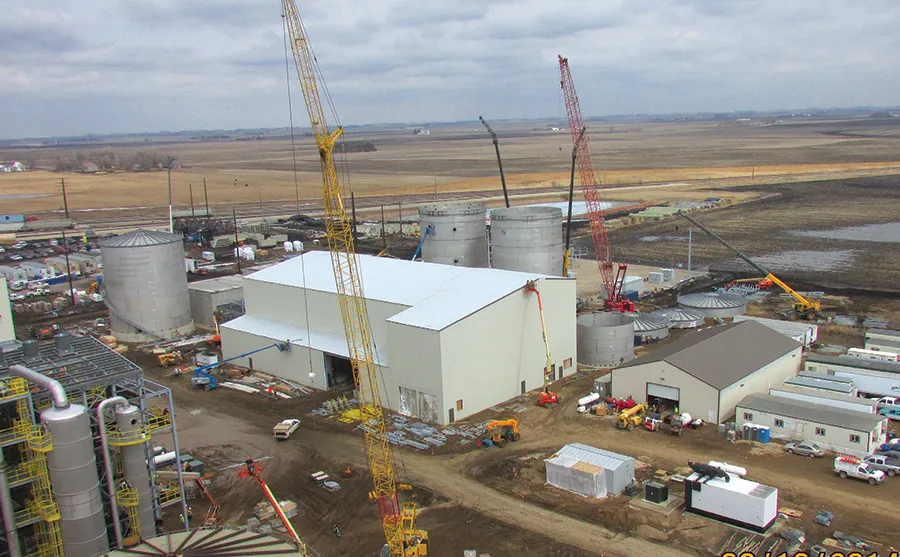The ethanol distillation system is to the left with the Anaerobic Digester/Biogas. These areas are nearing completion in the coming weeks.