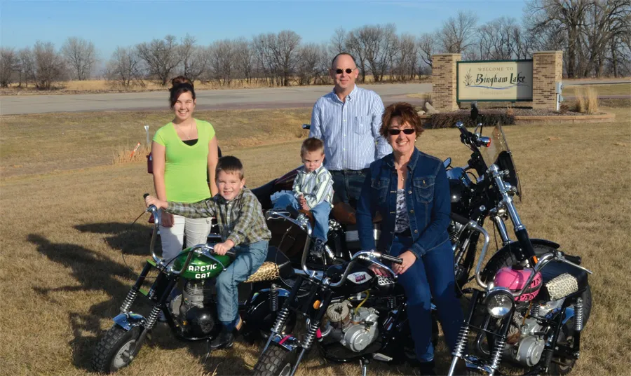 Darren and his family with motorcycles