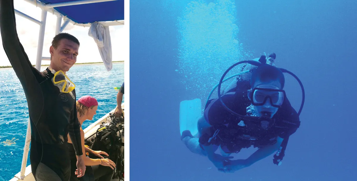 A man wearing scuba diving gear