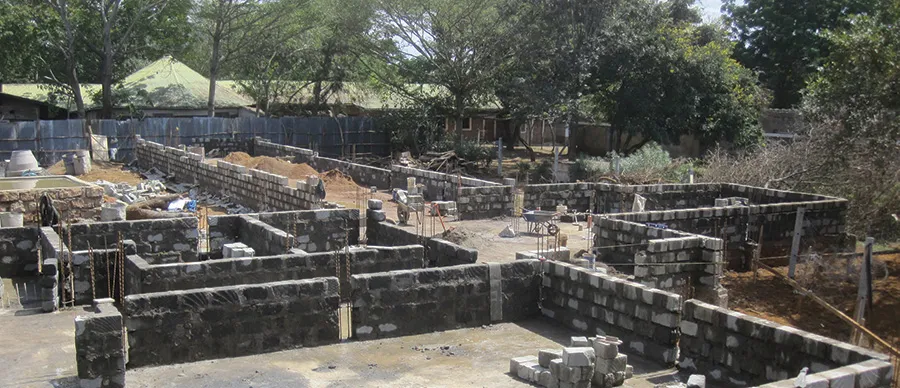 Stone walls are under construction
