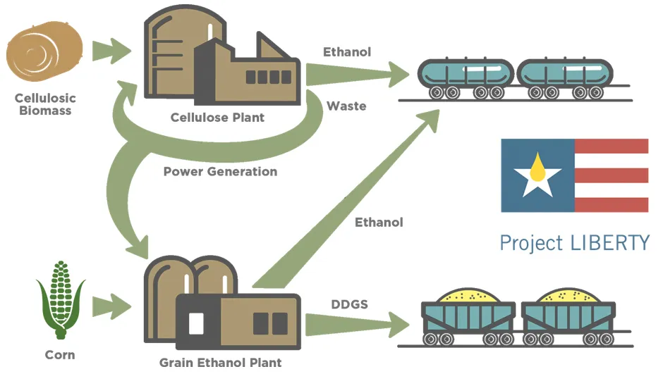 Corn and cellulose ethanol production flow