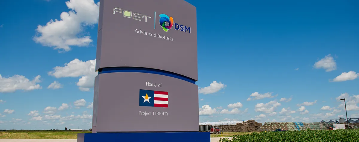 POET-DSM sign showing Home of Project LIBERTY