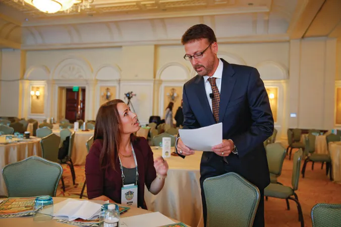 Jeff Broin talks with his daughter Alyssa Broin during Growth Energy’s 2017 Executive Leadership Conference in Florida.