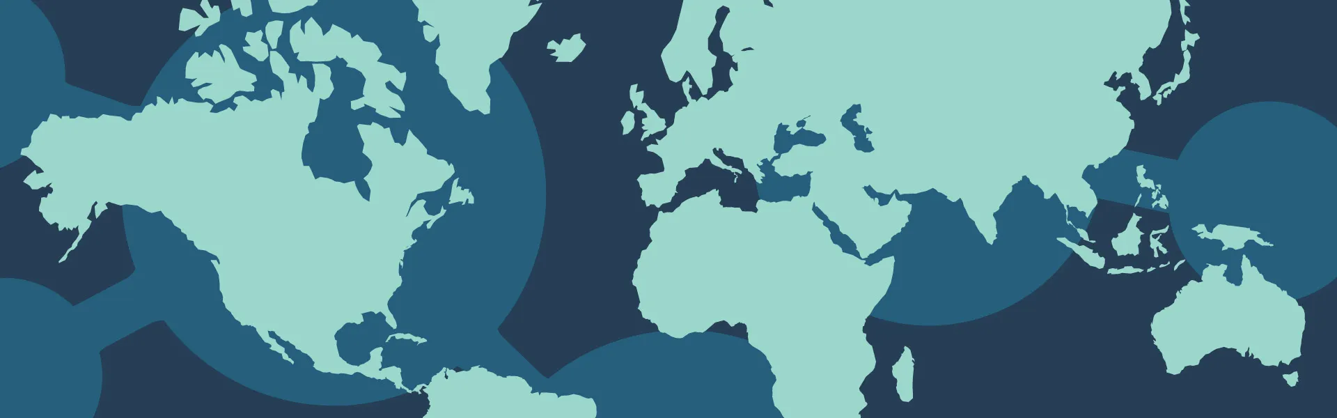 Silhouetted world map on blue background.