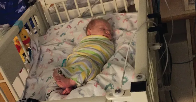 Dax sleeping during the stay at the hospital.