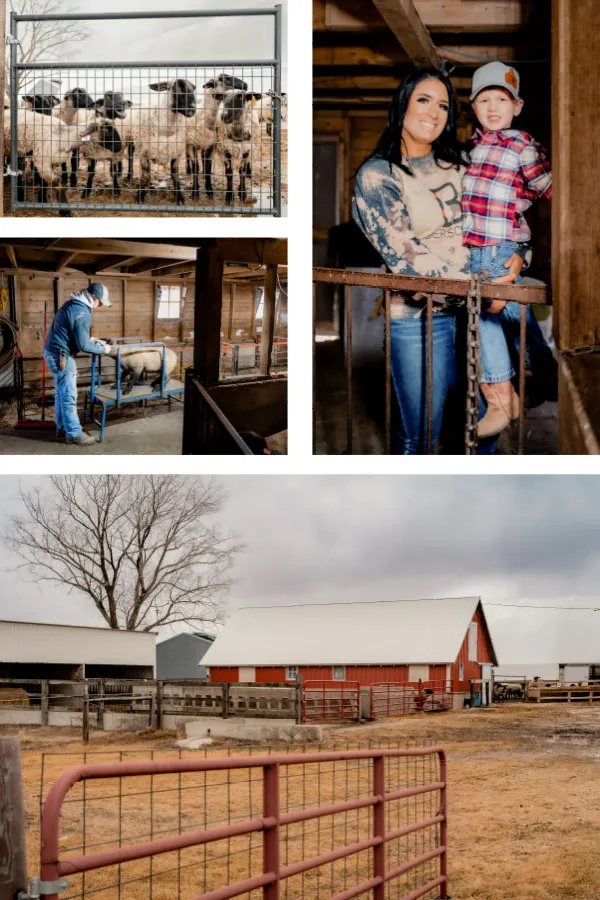 Megan Bierschenk with her family at their sheep farm