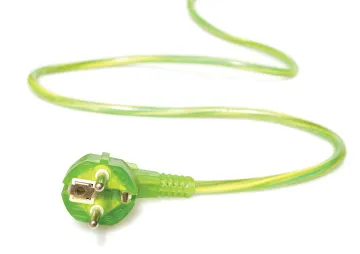 Green translucent two-pin plug with cord