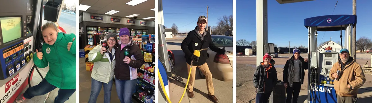 Pictures of people at gas stations