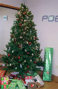 A Christmas tree and gifts