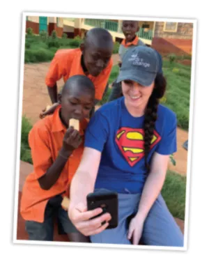 Lexie taking a selfie with kids