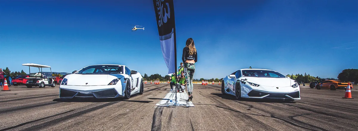 Two white race cars