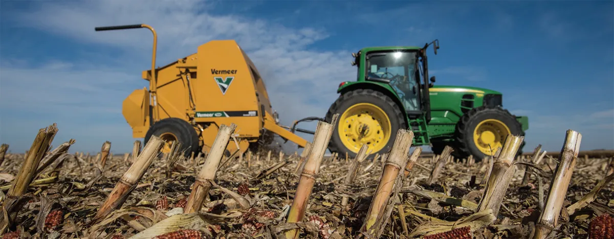 Biomass harvesting takes place in October 2017 on Craig Brownlee’s land in Emmetsburg, Iowa