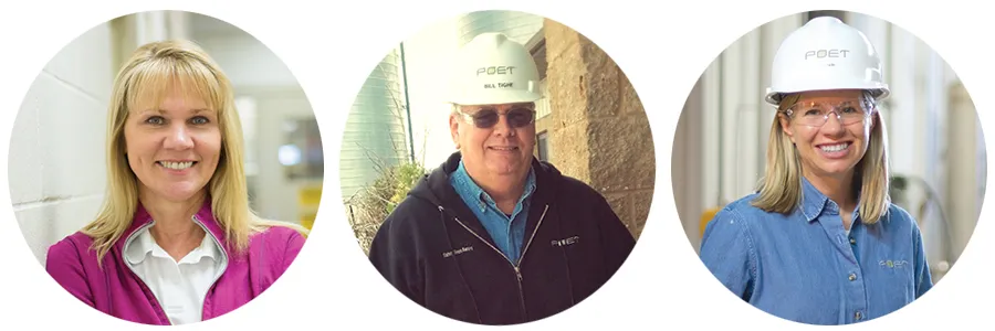 Gwen Biersbach, Quality Manager at POET Biorefining – Big Stone, S.D.; Bill Tighe, Lab Assistant at POET Biorefining – Coon Rapids, Iowa; Michele Anderson, Quality Manager at POET Biorefining – Preston, Minn.