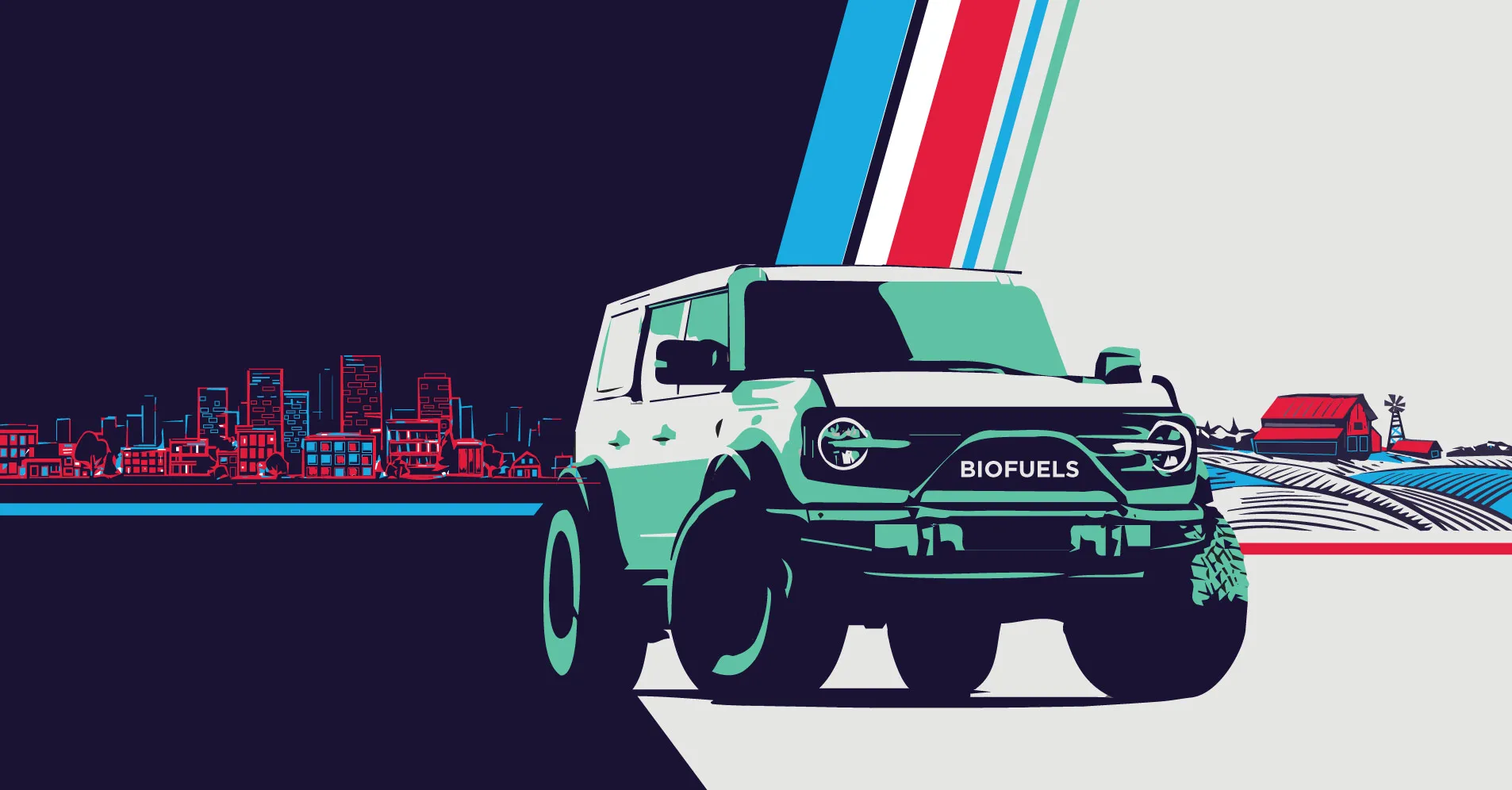 Biofuels monster truck leaves colorful trails