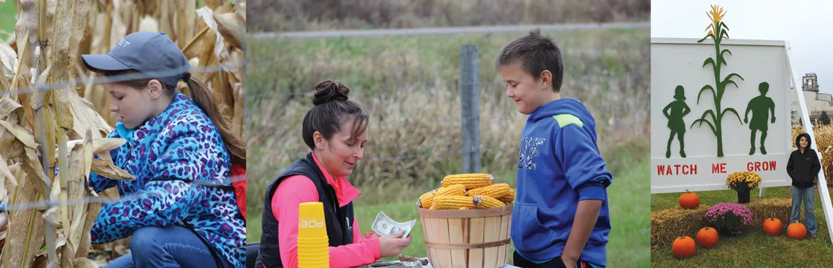 Kids at a corn harvest festival
