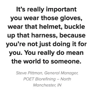 Safety quote: wear gloves, helmet, harness