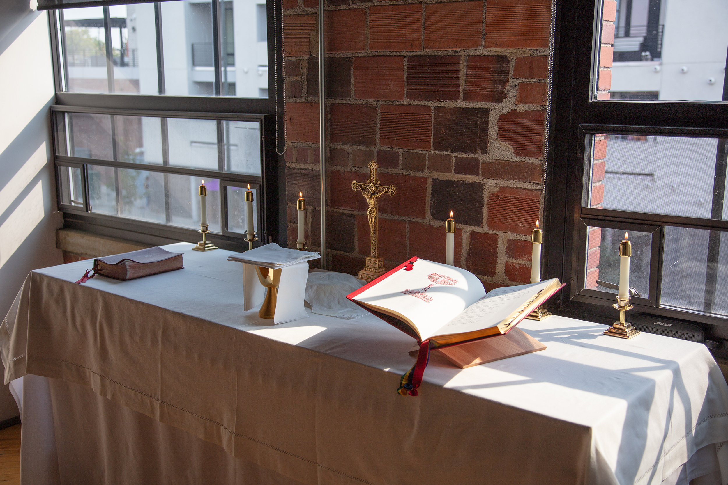 Holy Eucharist altar prepared for Anglican worship at St. Augustine of Canterbury in Denver