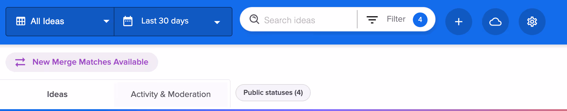A blue and white website with a search box for ideas. - UserVoice Images
