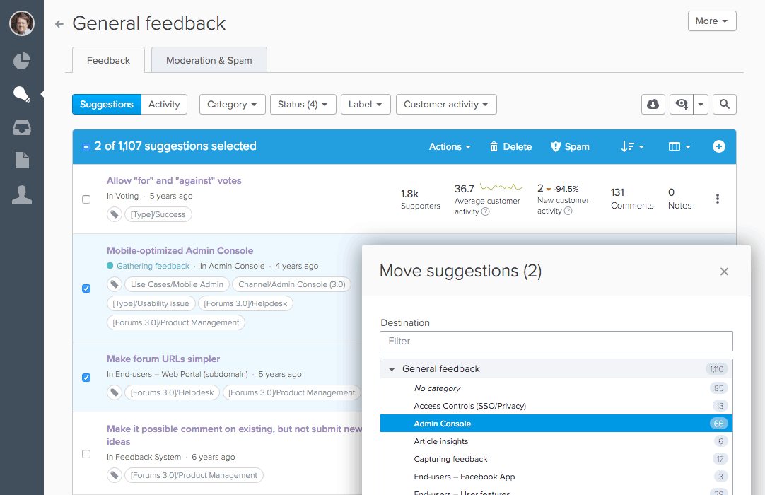UserVoice Bulk Move